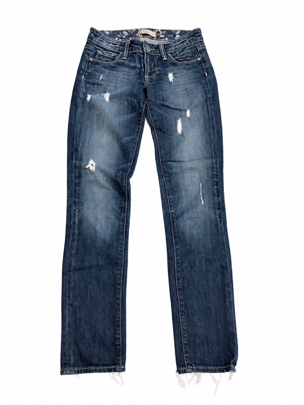 PAIGE Skyline Ankle Peg Blue Distressed Skinny Jeans Size 24